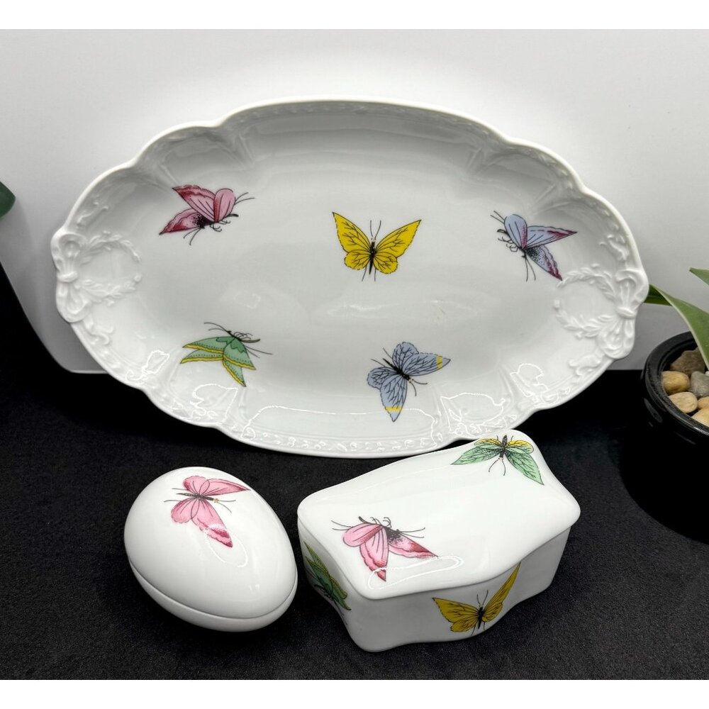 Limoges France Porcelain Vanity 3 Piece Set